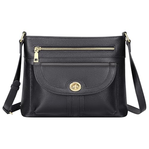Over Earth Genuine Leather Crossbody Bags for Women Square Trendy Purses | Leather Shoulder Handbags with Card Slot, Adjustable Strap 20.8"-24.65", Fits 9.6" ipad for Work/Daily - color: Black Rp
