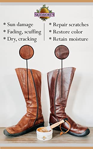 Skidmore's Leather Cream Pint + 2 Featherline Applicator Brushes