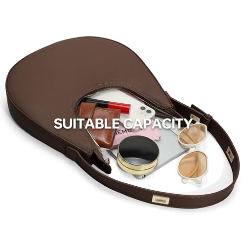 GEMIU Shoulder Purse for Women Classy Crescent Hobo Purse Slouchy Underarm Handbag with Wide Adjustable Strap - color: Coffee