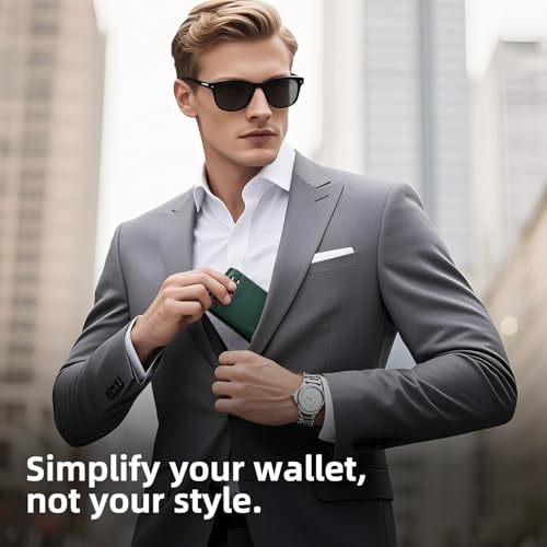 RUNBOX Wallet for Men -Slim Rfid Leather Mens Bifold Novelty Wallets 2 ID Window With Gift Box Men's Accessories - color: EMERALD GREEN