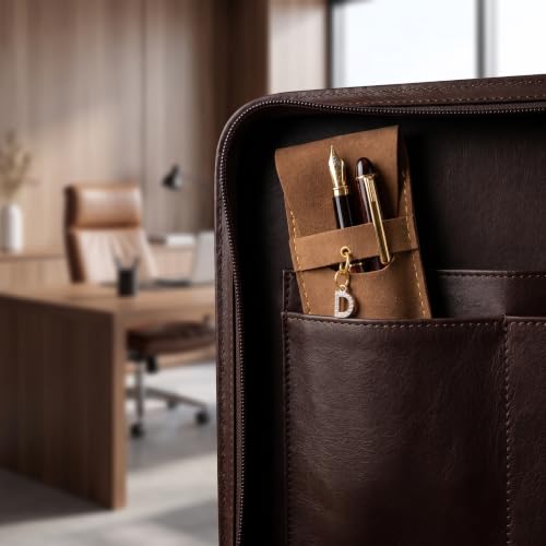 Personalized Initial PU Suede Pen Pouch - Office and Professional Storage Accessory, Ideal Gift for Coworkers (D) - color: D