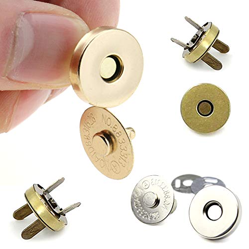MYUBWTF 20 Set Magnetic Button Clasp Snaps, 3/4“ Purse Magnetic Bag Fastener Clasp, Magnetic Button Replacement Kit for Sewing, Craft, Purses, Bags, Clothes, Leather (Silver) - color: Silver