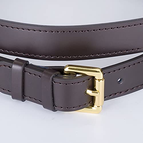 Genuine Vachetta Leather Crossbody Replacement Straps for Purses Shoulder Bags (1"W Yellow-Silver Locks) (Coffee) - color: Coffee