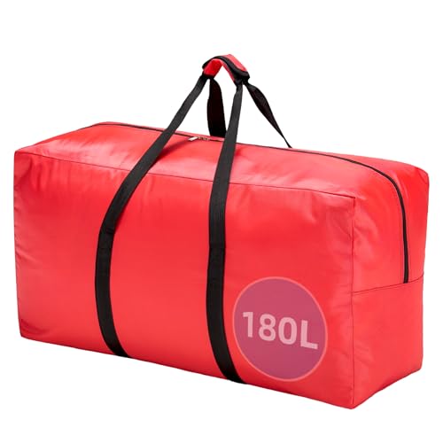 Extra Large travel duffel bag with Strong Handles, 180L Waterproof duffel bag, Durable Zippers, Extra Large Storage Totes for Space Saving and Moving Supplies, Red - color: Red, size: XL - 39.4″ × 11.8″ × 23.6″