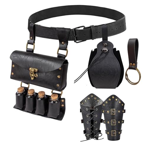 Renaissance Belt Pouch Purse Viking Bracer Hook Halloween Set Medieval Festival Costume Accessory Casual Fanny Pack Waist Bag - color: K6Black