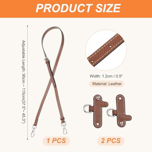 PATIKIL Leather Shoulder Strap, Adjustable Purse Straps Replacement Kit with Clasp for Crossbody Handbag Mini Tote Bag, Brown - color: Brown