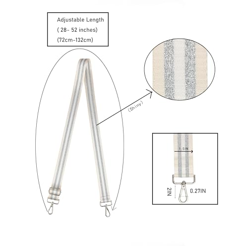 LVYOUME Purse Strap Silver Hardware Wide Bag Straps Replacement Crossbody Adjustable Shoulder Strap for Purses - color: Silverhardware-brightbluesilver-325