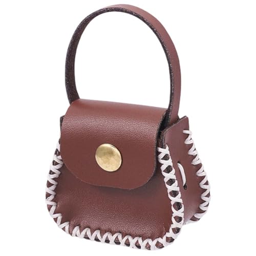 CALFOVERA DIY Handbag Mini Coin Bag Sewing Set for Women Genuine Leather Purse Making Kit Handmade Small Purse Crochet Knitting Supplies for DIY Birthday Bridal Wedding Gift(Brown) - color: brown