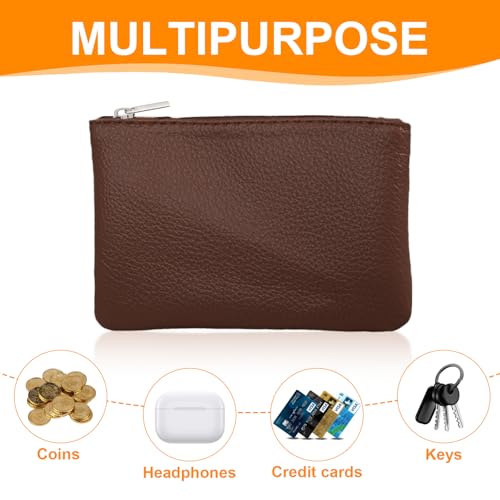 4Pcs Small Change Purse, PU Leather Zipper Coin Purse Pouch for Purse | Small Change Purse for Women Men, Portable Change Pouch, Mini Coin Pouch, Coin Bag, Change Holder for Coin Credit Card ID Key