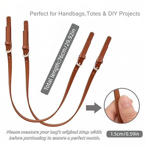XIMEO 2 Pack Adjustable PU Leather Replacement Purse Straps with Buckles | Adjustable Length, PU Leather Material, Metal Buckles, Handbag Repair and DIY Projects - color: Coffee