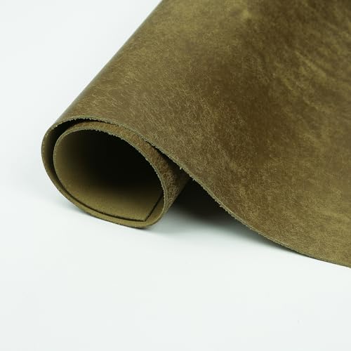 Eren's Leather Goods Pueblo Leather Sheets for Crafts, Full Grain Cowhide Tooling Leather Pieces (Olive Green, 12"x12") - color: Olive Green, size: 12"x12"