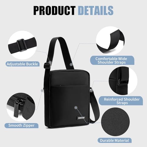 OSOCE Messenger Bag Crossbody Shoulder Bag for Men | Multi-Pocket, Adjustable Shoulder Strap, Lightweight, Suitable for Travel Hiking Commuting Outdoor - size: Large