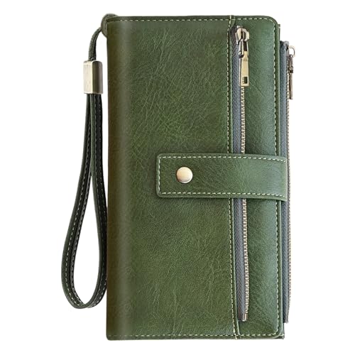 Large Wallets For Women Rfid Blocking Wallet Pu Leather Ladies Wallets Zipper Long Wallet With 24 Card Holders,2 Id Windows And Coin Pocket Wristlet Purses For Women Ladies. Green - color: Green