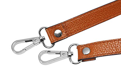 VanEnjoy Full Grain Leather Replacement Strap Shoulder Bag Purse, 0.98 inch Width Gold Hardware(Brown-Silver Locks) - color: Brown-silver Lock, size: 26 inches