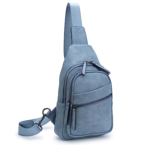 Alldaily Large Sling Bag for Women Crossbody Purse Leather Fashionable Trendy Chest Bag for Travel, Fanny Pack (Blue) - color: Blue