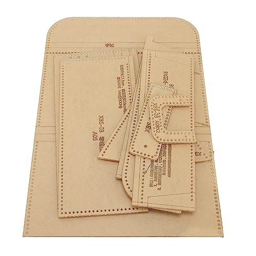 9Pcs Clear Acrylic Wallet Pattern Stencil Template Set, Precise DIY Leather Craft Tool with Protective Paper, Easy to Use and Store, for Handmade Bag Making