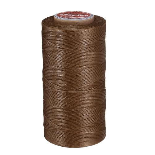 uxcell Flat Leather Sewing Waxed Thread, 270m / 295 Yards Polyester Wax String, 150D Wax Stitching Cord for Leather Crafts, Bookbinding, Bracelets Braided, Brown - color: Brown
