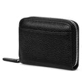 SENDEFN RFID Credit Card Holder for Women Small Leather Zipper Card Case Wallet 15 Slots - color: J-Black