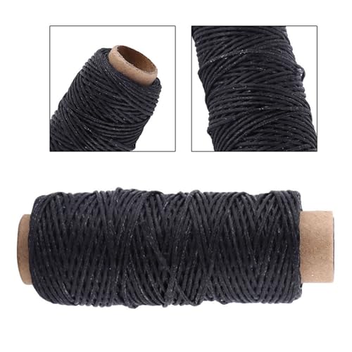 2PCS Waxed Thread, Wax String Waxed Twine Waxed Linen Thread Leather Yarn Waxed Thread for Leather Wax Thread for Leather Sewing 150D 50m (Black) - color: Black