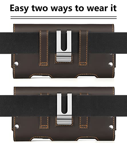 Gcepls Leather Phone Holster for iPhone SE, iPhone 8, 7, 6s,Premium Cowhide Leather Phone Belt Holder Pouch with Belt Clip, Magnetic Closure Cell Phone Holster Case (Fits Otterbox Commuter Case on) - color: Dark Brown, size: Small (5.6x2.95x0.6”)