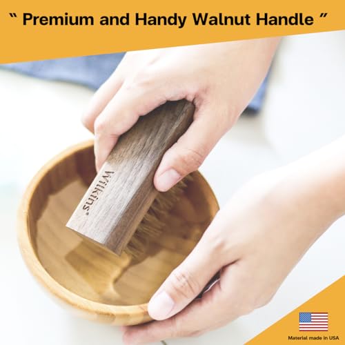 Wilkins Shoe Brushes for Cleaning - Hog's Hair Soft Bristle Shoe Cleaning Brush for Leather, Fabric and Suede Brush