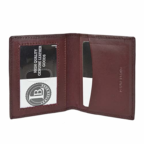 Leatherboss Slim Thin Leather Credit Card Id Mini Wallet Holder Bifold Driver's License Safe (Wine) - color: Wine