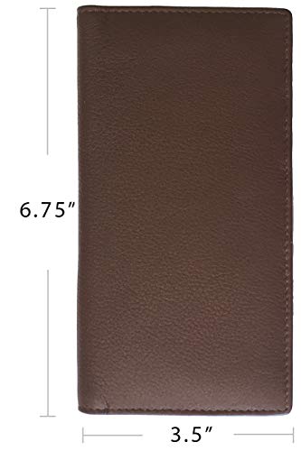 RFID Leather Checkbook Cover With Credit Card Slots and Pen Holder - color: Walnut