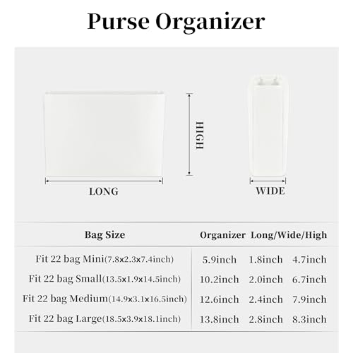 Satin Purse Organizer for Chanel 22 Bag Small, Blanc - color: Blanc, size: 22 Handbag Small