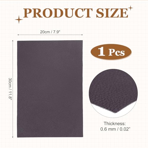 MECCANIXITY Top Grain Leather Sheet 11.8 x 7.9 Inch Natural Cow Leather 0.6mm Fabric Pieces for DIY Craft Furniture Office Belts Notebook Covers, Dark Purple - color: Dark Purple, size: 0.6mm