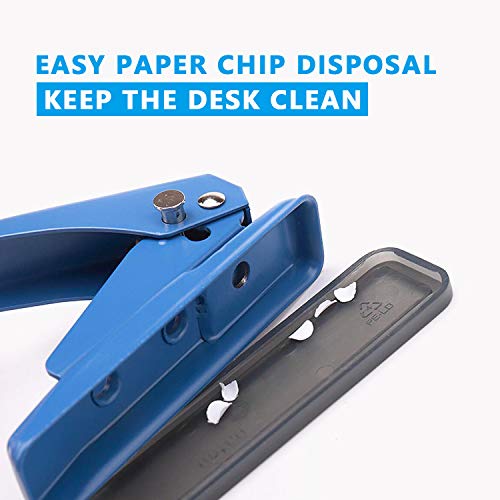 Single Hole Puncher, 1/4" Hole, Blue, 20 Sheet Capacity, 1 Pack | Metal Paper Punch with Skid-Resistant Base, for Paper, Chipboard, Art Project - color: Blue