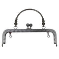 8 inch Metal Purse Frame with Embossed Arch Handle Kiss Clasp Lock Frame for DIY Craft Purse Bag Clutch Making (Black)