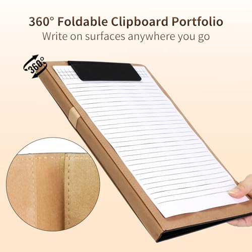 360° Foldable Clipboard Portfolio,A4 Letter Document Holder - color: Black
