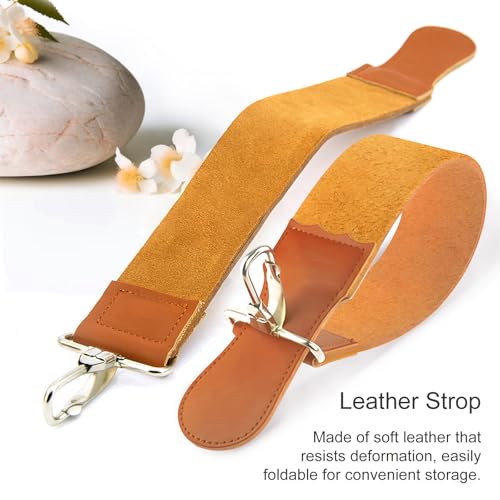 Straight Razor Strop, Leather Sharpening Strap for Barber Use, Brown, J5036