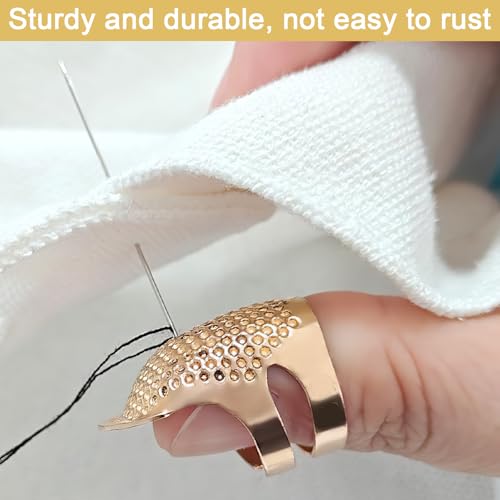 1 Pcs Adjustable Metal Sewing Thimble Finger Protector Open Top Ring Thimble Fingertip Shield for Quilting Embroidery Hand Sewing Tool(Copper, M) - color: Copper|M