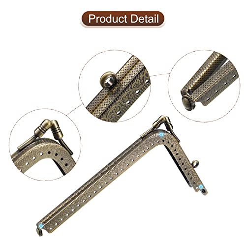 uxcell Metal Purse Frames - 5.7" 4Pcs Rectangle Kiss Lock Clasp Frame Embossed Clutch Frame for Coin Purse Sewing Bag Making DIY Craft, Bronze - color: Bronze, size: 5.7"