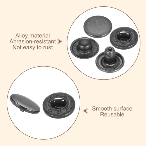HARFINGTON 25 Set Leather Snap Fasteners Kit 17mm Metal Snap Button Press Studs Leather Rivets Snaps with 3 Setter Tools for Clothes Jackets Jeans Wears Bags, Gun-Black - color: Gun-Black, size: 17mm