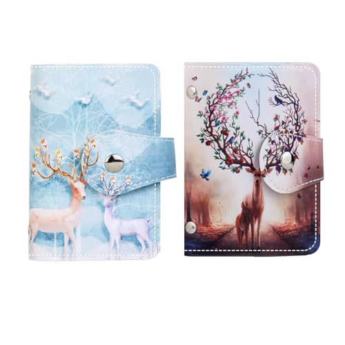 2 Pcs Credit Card Holder and business card holder，Sd Card Holder Each Has 26 Card Organizers, 2024 New Credit Card Holders book for Men and Women. - color: Forest elk