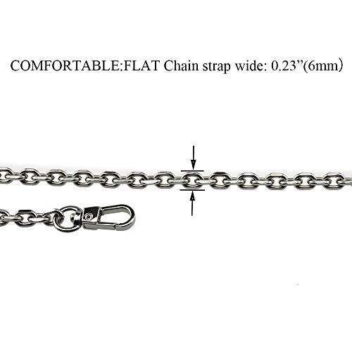 HAHIYO Mini Pochette Purse Chain Strap Thin Wide 6mm for LV Length 23.6 inches Thick 2mm Shiny Silver for Shoulder Cross Body Sling Handbag Wallet Clutch Comfortable Flat Metal Strap 1 Pack - size: Silver 23.6 Inches Length