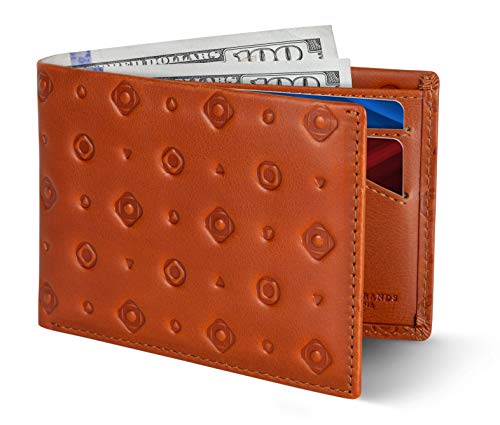 SERMAN BRANDS Mens Slim Bifold Wallet RFID Blocking Minimalist Front Pocket Wallets for Men - Thin & Stylish - color: Dark Caramel Elite