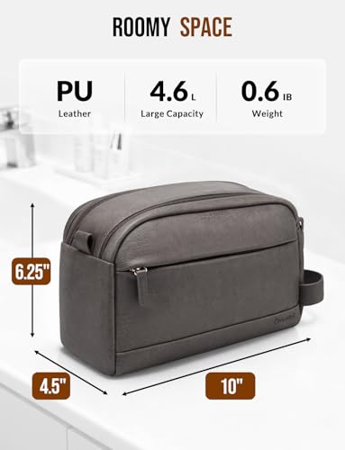 PU Leather Toiletry Bag for Men, Grey - color: Grey, size: Medium