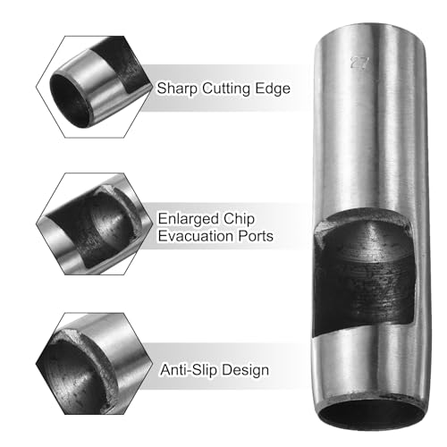 HARFINGTON Leather Round Hole Punch, 27mm Hollow Hole Puncher Cutter Carbon Steel Circle Hole Punching Cutting Tool for Belt/DIY Leather Craft