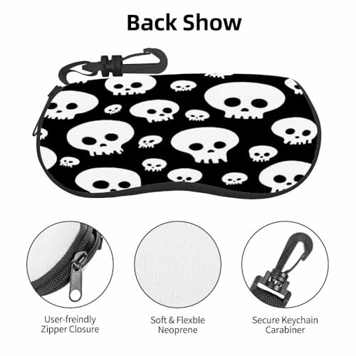 IBILIU Eyeglasses Case Circuit Board Ultra Light Neoprene Sunglasses Case,Soft Reading Glasses Case For Women Men - color: Human Skull