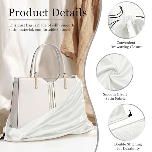 P Pothuiny 2 Pcs Satin Dust Bags for Handbags - color: Ivory White