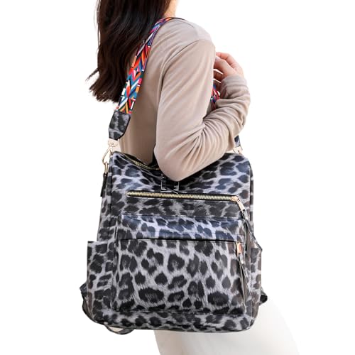 Women's Fashion Backpack Purse for Women Leather Multipurpose Design Ladies Shoulder Bag Travel bag Satchel Handbags - color: Leopard Print