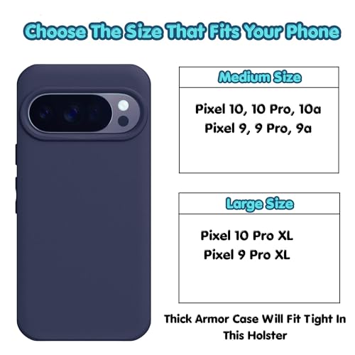 Magnetic Closure Holster for Google Pixel 11 Pro XL, 10 Pro XL, 9 Pro XL - Leather Belt Case, Premium Pouch (Fits Slim/Regular Case On) (Black, Large) - color: Black, size: Large