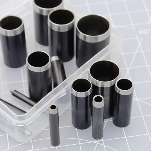 Yayatty 16 PCS Leather Hole Punch Set, 15 PCS Round Shape Leather Punch Cutter Tool with Perforated Matting, Leather Punch Tool for Leather Craft - style: 16PCS