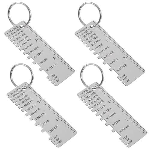 4pcs Gauge Metal Sheet Thickness Gauge Metal Gauge Tool Stainless Steel Thickness Gauge One Sided Material Wire Thickness Gauge Plated Size Inspection Tool