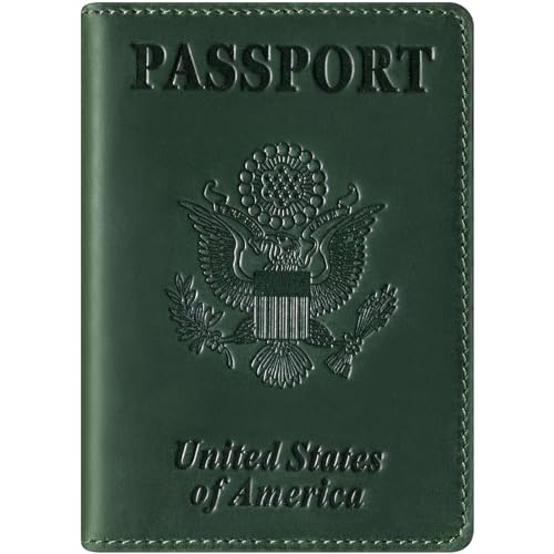 BIAOTIE Premium Leather Passport Holder Covers, Rfid Travel Wallet Passport Document Holder, Travel Essentials Wallet Cover Case for Men and Women (Green) - color: Green