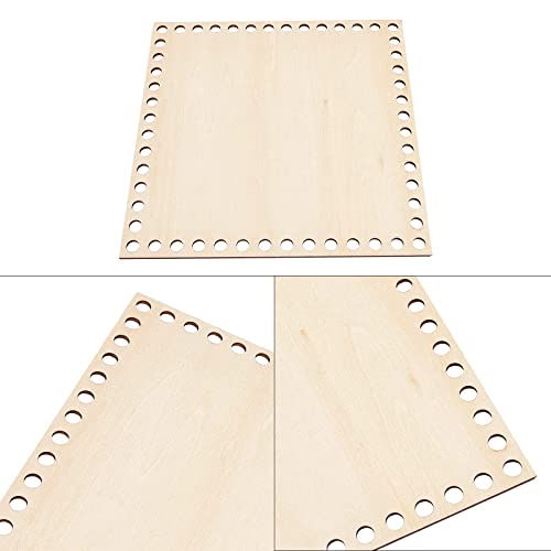 PH PandaHall 4 Sizes Crochet Basket Bottom Square Wooden Basket Bottom | 10/15/17/20cm Wood Base Bag Bottoms Shaper for Knitting Crochet Basket Bag Yarn Weaving Crafts Making, 8mm Hole