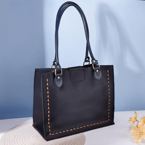 PH PandaHall 2pcs Leather Purse Handles 24.2” Sew on Bag Handles Handbags Shoulder Bag Strap Replacement with Alloy Clasps for Purses Tote Bag Handbag Making Repairing Supplies, Marine Blue - color: Marine Blue, size: Length - 24 Inch